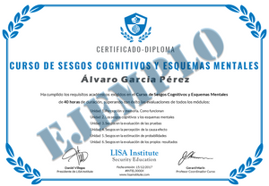 Diploma-Certificado Curso de Sesgos Cognitivos y Esquemas Mentales